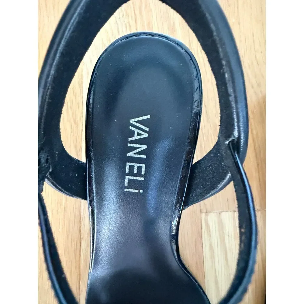VANELi Lashi Black Kitten Heel Ankle Strap Sandals Size 7M NWOB